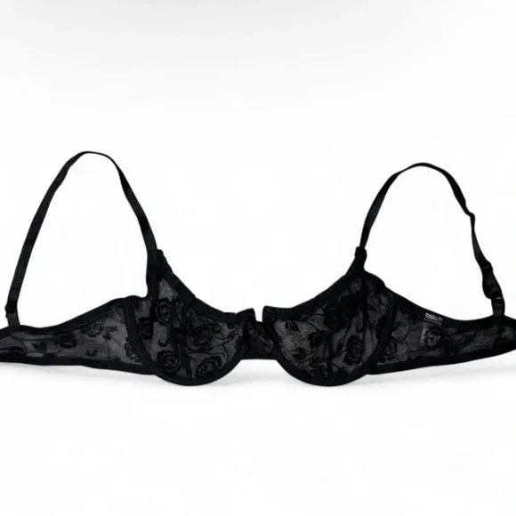 Cacique sheer Black lace bra with rose detailing 34B 🪐 - Picture 1 of 3
